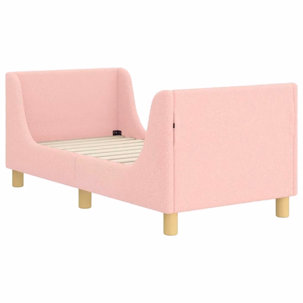 Struttura letto per bambini vidaXL in tessuto bouclé rosa con testata e scomparti laterali L/P/H: 140 x 70 x 76 cm – 2