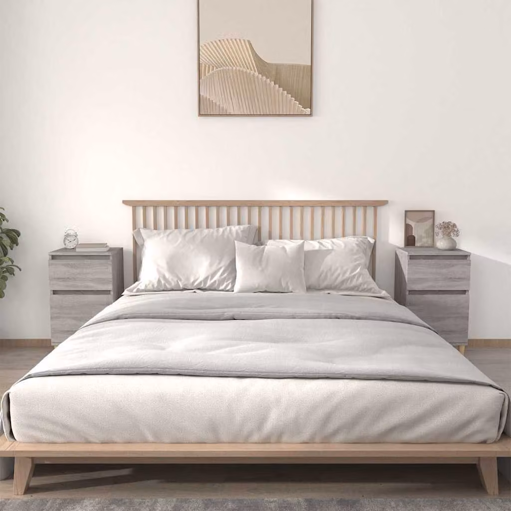 Set di 2 comodini moderni vidaXL in legno e MDF, colore grigio, L 40 cm x P 35 cm x H 70 cm