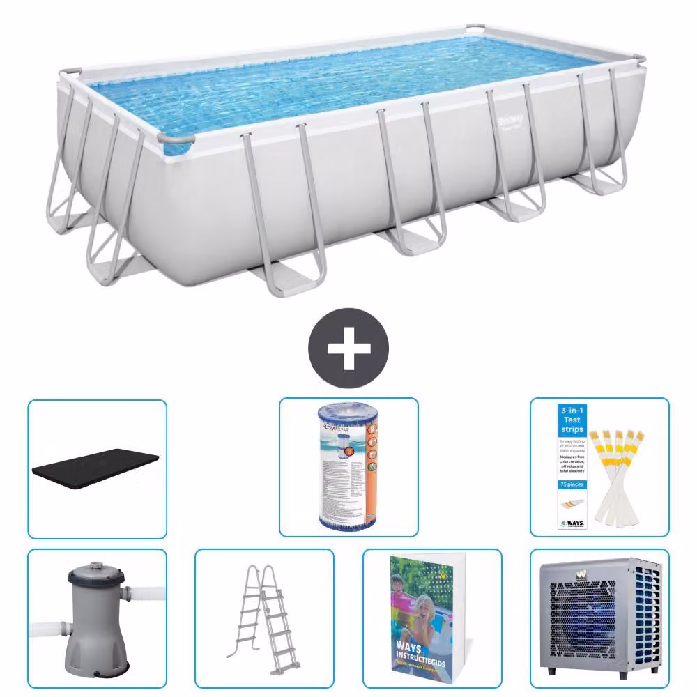 Bestway Power Steel, piscina rettangolare - 488x244x122 cm - composta da 6 parti, modello S551