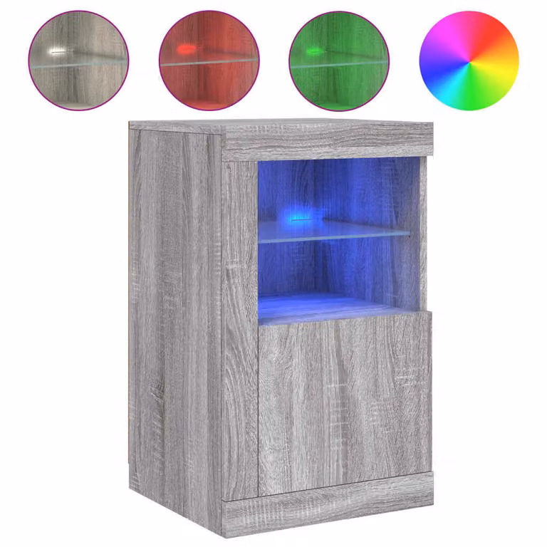 Armadietto con Luci LED Grigio Sonoma in Legno Multistrato