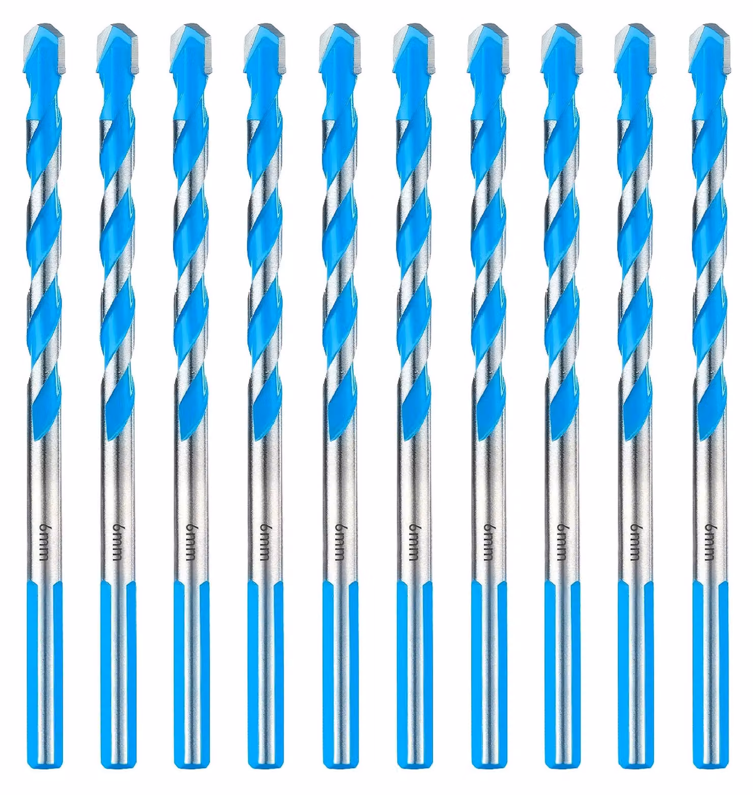 Set di punte da trapano per cemento da 6 mm - 10 pezzi, ideali per muratura e piastrelle