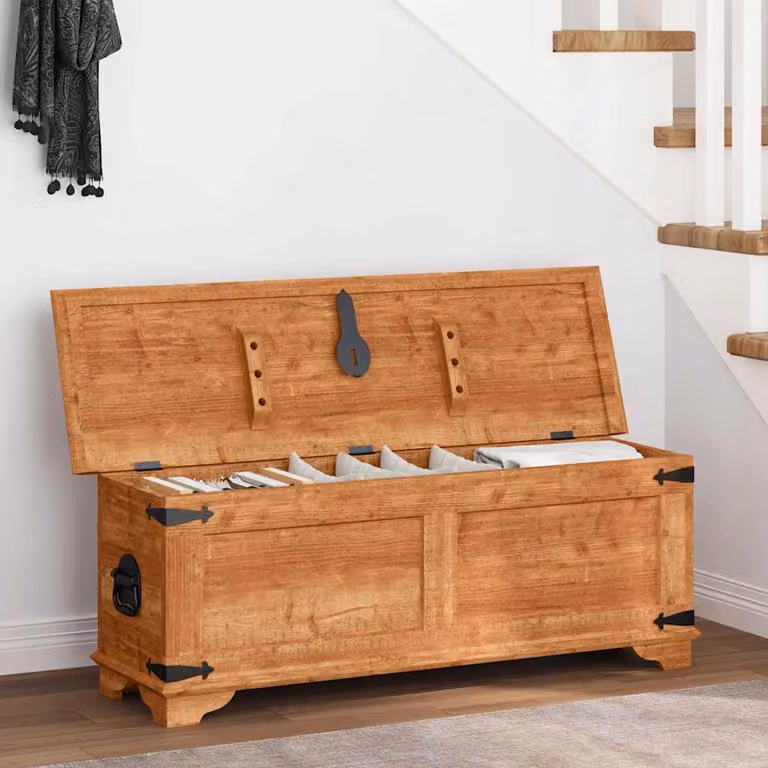 vidaXL Cassapanca di Stoccaggio in Legno di Mango Marrone, Design Moderno e Finitura Cerata