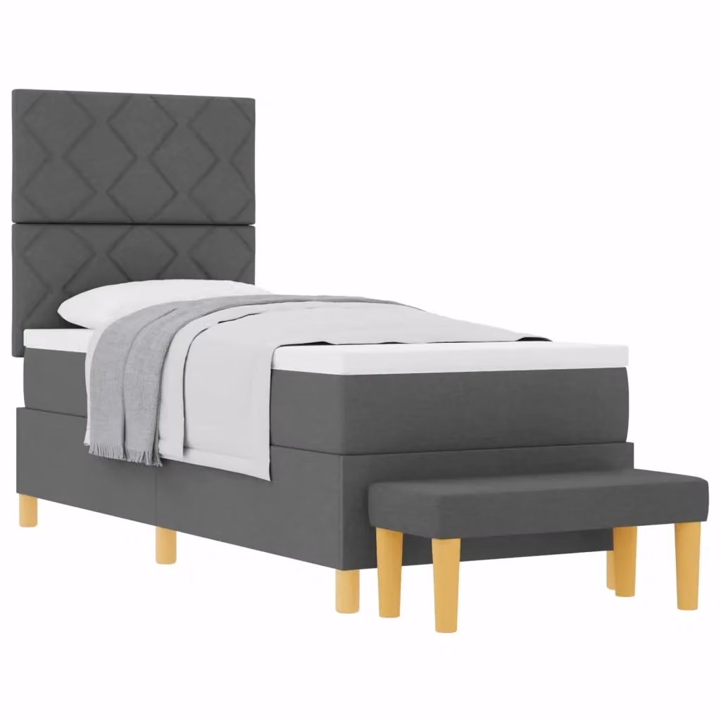 Letto a molle con testiera vidaXL in tessuto grigio L: 200 cm, P: 80 cm, H: 128 cm – 2