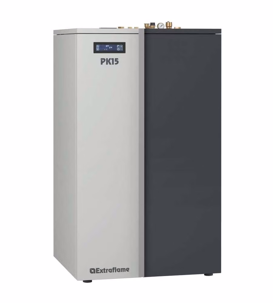 Caldaia a pellet Extraflame PK15 Grigio Chiaro con controllo Wi-Fi L: 139.8 cm, P: 82.2 cm, H: 74.5 cm – 1