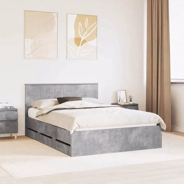 Struttura del letto con cassetto Grigio cemento 140 x 200 cm 3410703