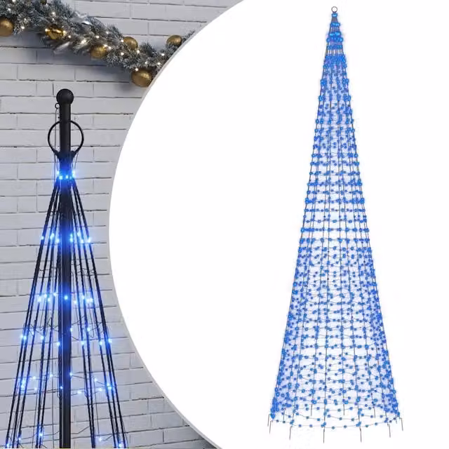 Albero di Natale a LED-Luci decorative natalizie su Pennone 1534 LED Blu 500 cm