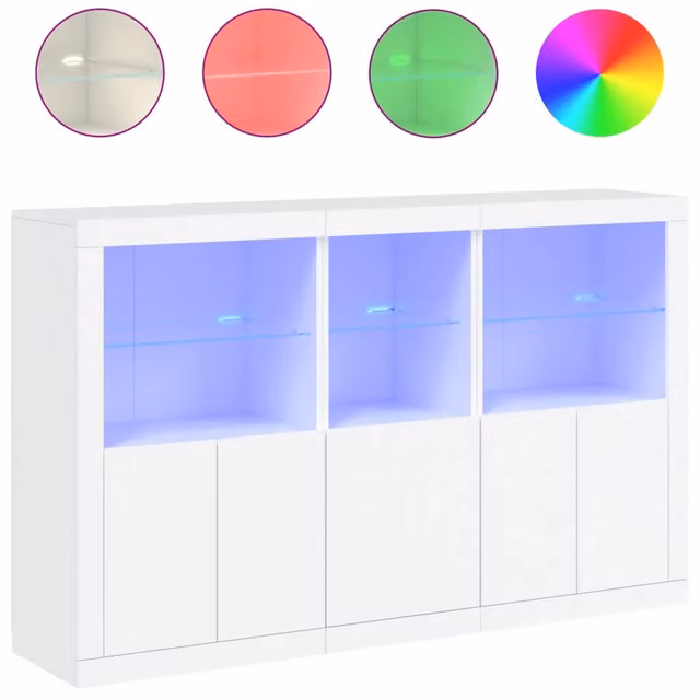 Credenza | Madia | Buffet da pranzo | Armadio da pranzo con Luci LED Bianca 162x37x100 cm