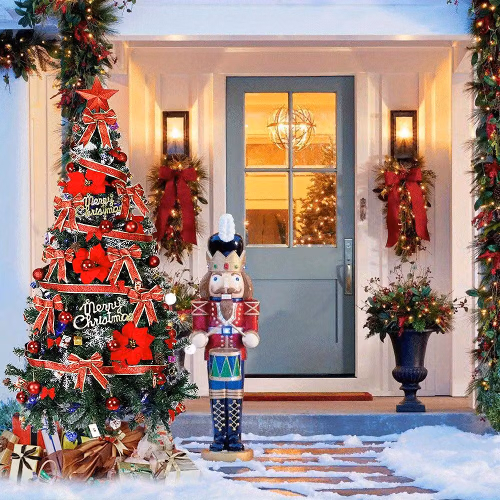 Albero di Natale in plastica, altezza 180 cm, completo di set di decorazioni con fiocchi e ornamenti - albero di Natale folto