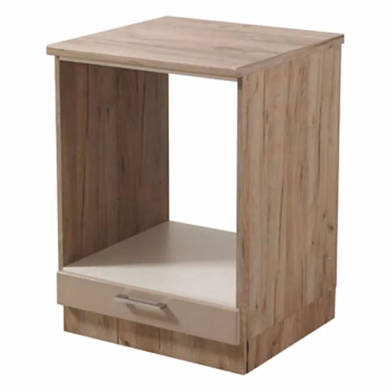 Dispensa da cucina DMORA Volvera con un cassetto e ante scorrevoli, colore Marrone Rovere Nodi, L: 60 cm, P: 57 cm, H: 82 cm
