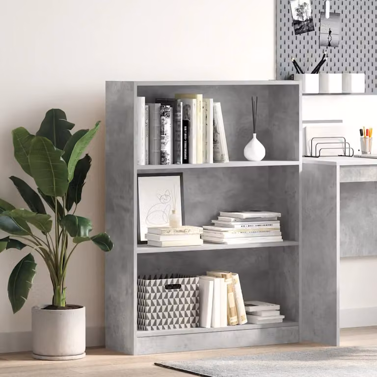 Libreria moderna vidaXL in legno e MDF Grigio, sospesa a parete, L 80 cm x P 24 cm x H 109 cm