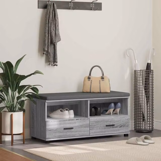 Panca per ingresso con porta scarpe vidaXL moderna grigia e nera L/P/H: 100 x 38 x 46 cm