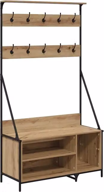 Stendibiancheria artigianale in legno e metallo color marrone L: 100 cm, P: 41 cm, H: 184 cm CFW5808962 – 1