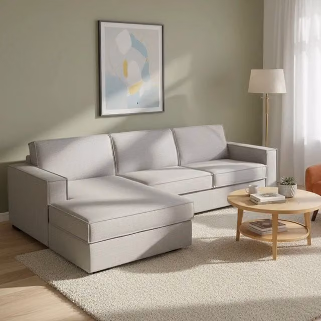 Divano Letto Angolare Allaida Talamo Italia, Sofà con Penisola Contenitore Sinistra e Apertura Girevole, Grigio, L: 280 cm, H: 90 cm, P: 95 cm – 1