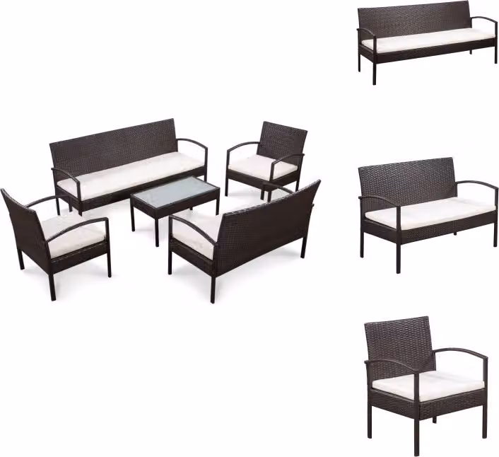 vidaXL Set da salotto da giardino 5 pezzi con cuscini in rattan marrone - Set di mobili da giardino