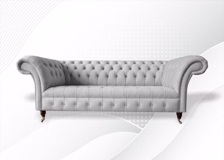 Chesterfield 3Sitzer Weiß Wohnzimmer Modern Design Sofa Kreative Möbel Stoff