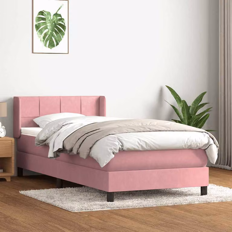 Maison Exclusive - Giroletto a Molle con Materasso Rosa 80x220 cm Velluto