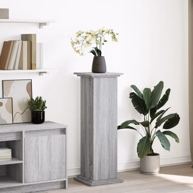 Espositore con portaoggetti moderno vidaXL in legno e MDF, Grigio, L 31 cm x P 30 cm x H 90 cm