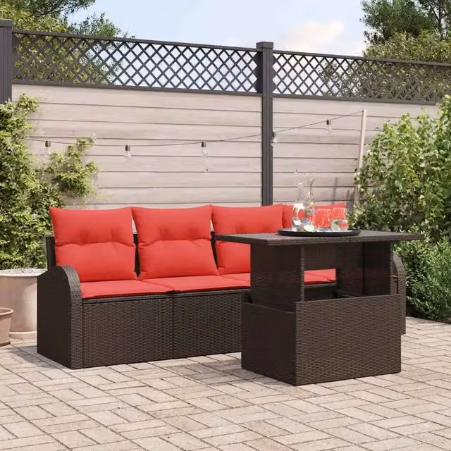 Set Divano da Giardino 5 pz Marrone polyrattan 3348550