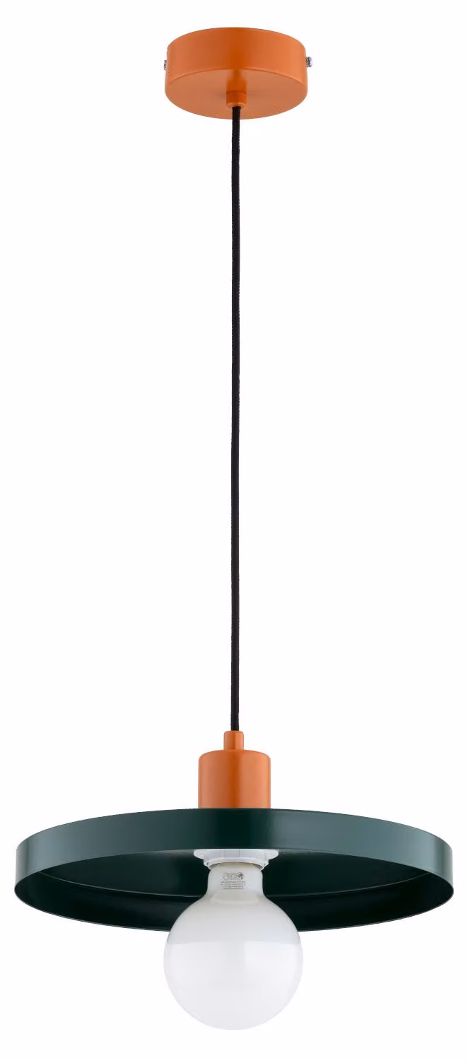 Lampada a sospensione a disco piatto LITO verde 1xE27x15W in metallo, dimensioni: 80x30x30 cm, IP20, Alfa
