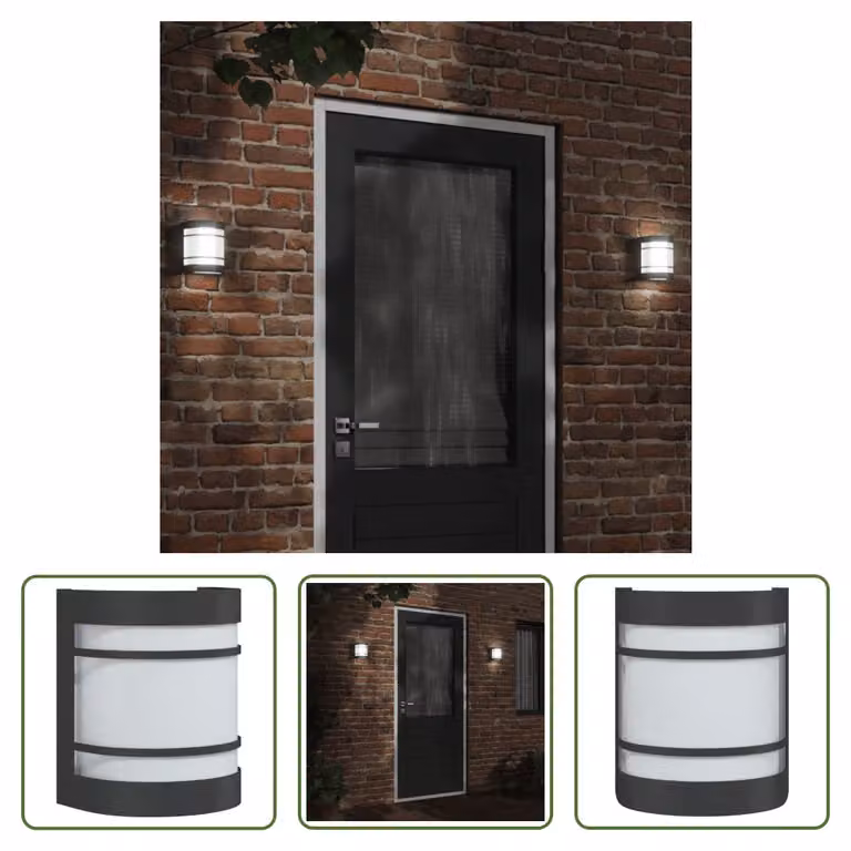 The Living Store Applique da esterno in acciaio inox nero