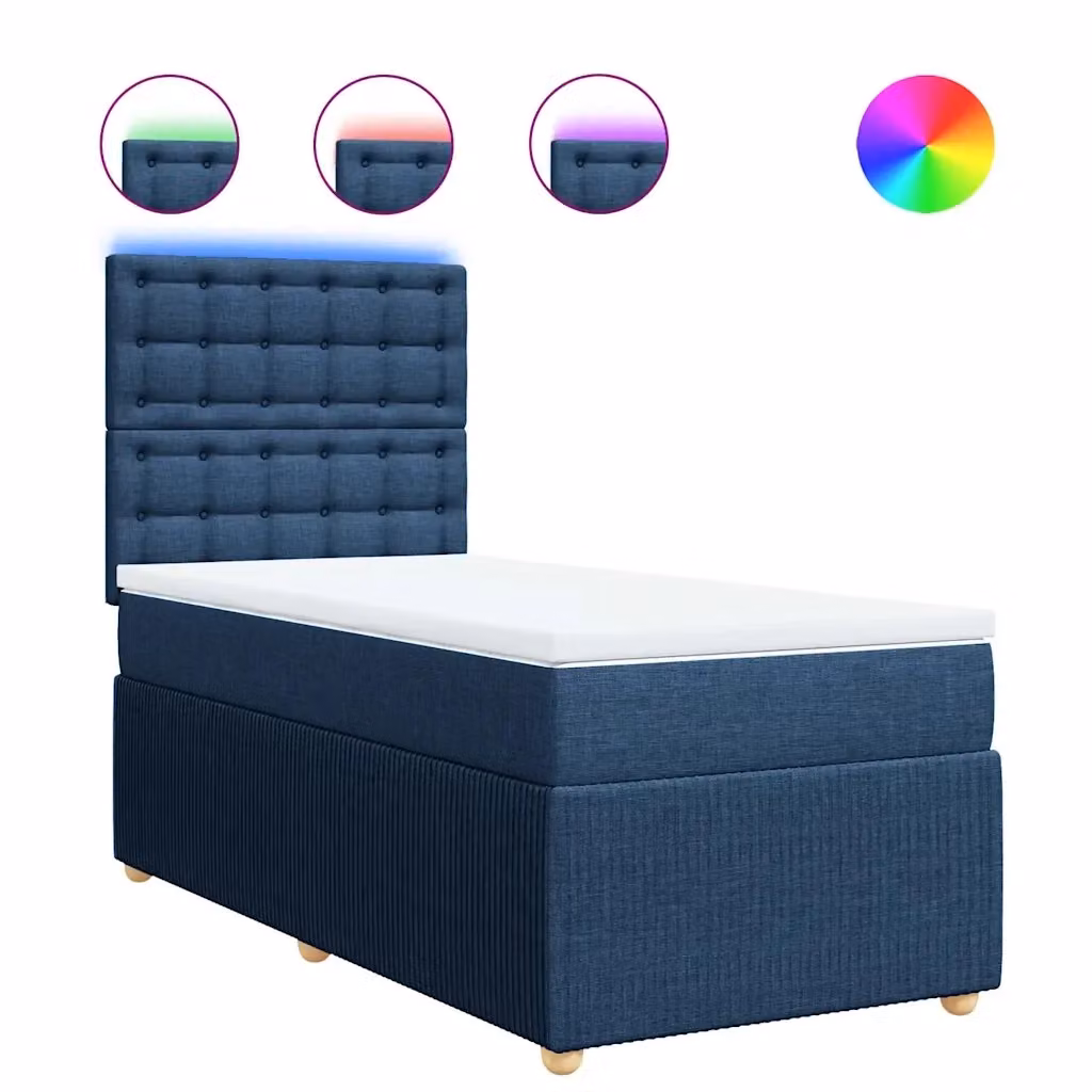 Letto Ibrido con Materasso e Giroletto a Molle vidaXL Blu e Bianco L/P/H: 90 x 190 x 150,5 cm – 2