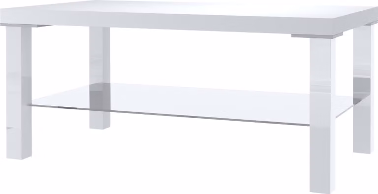 Tavolino BELINI Tavolo da soggiorno Tavolino da salotto Tavolo da divano con ripiano per soggiorno Ufficio 90 x 45 cm (Bianco / Bianco)