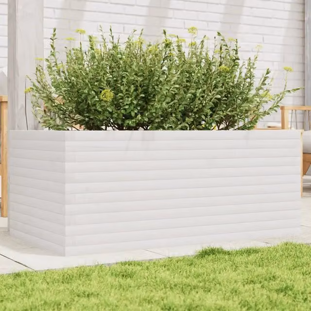 Fioriera da Giardino vidaxl in Legno di Pino Bianco L: 110 cm, P: 60 cm, H: 45,5 cm – 1