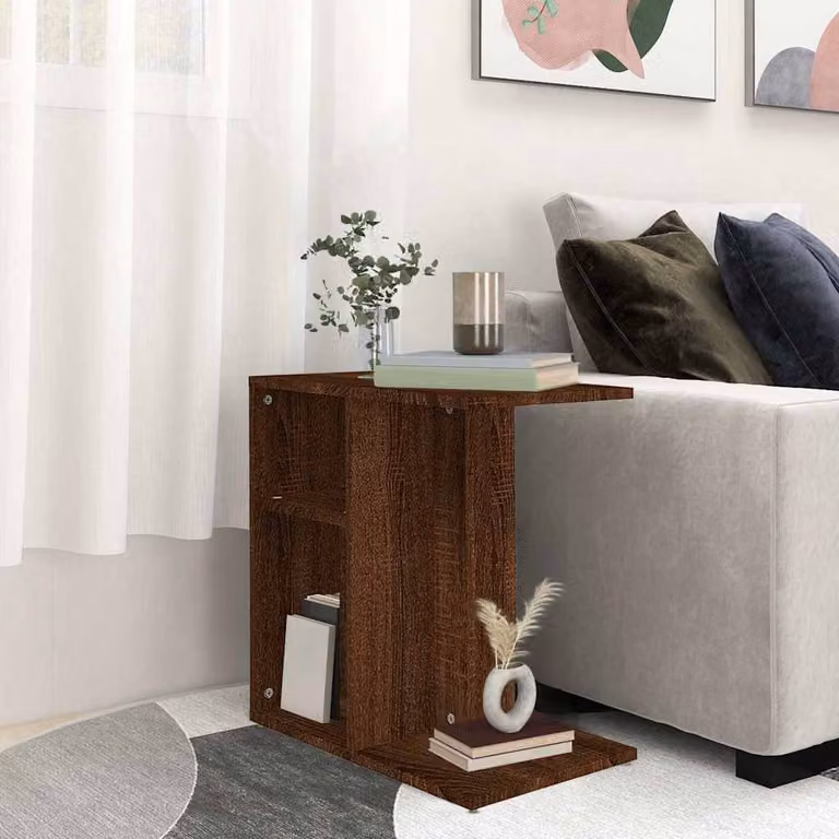 vidaXL Tavolino da Salotto Moderno in Legno Rovere Marrone L: 50 cm, P: 30 cm, H: 50 cm