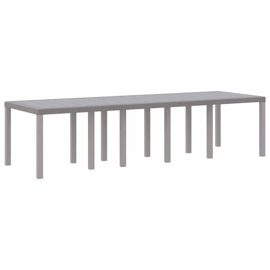 vidaXL Tavolo da giardino rettangolare in polyrattan grigio chiaro L: 300 cm, P: 100 cm, H: 73 cm – 2