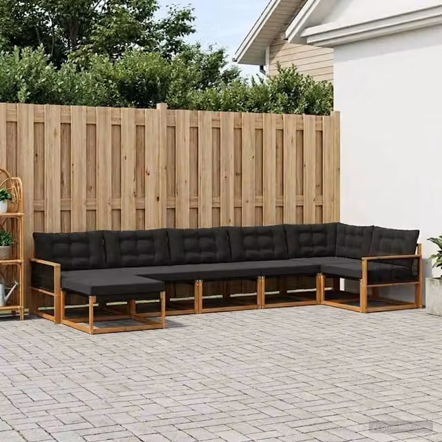 Set di divani da esterno 7 pz Naturale e Nero 3381568
