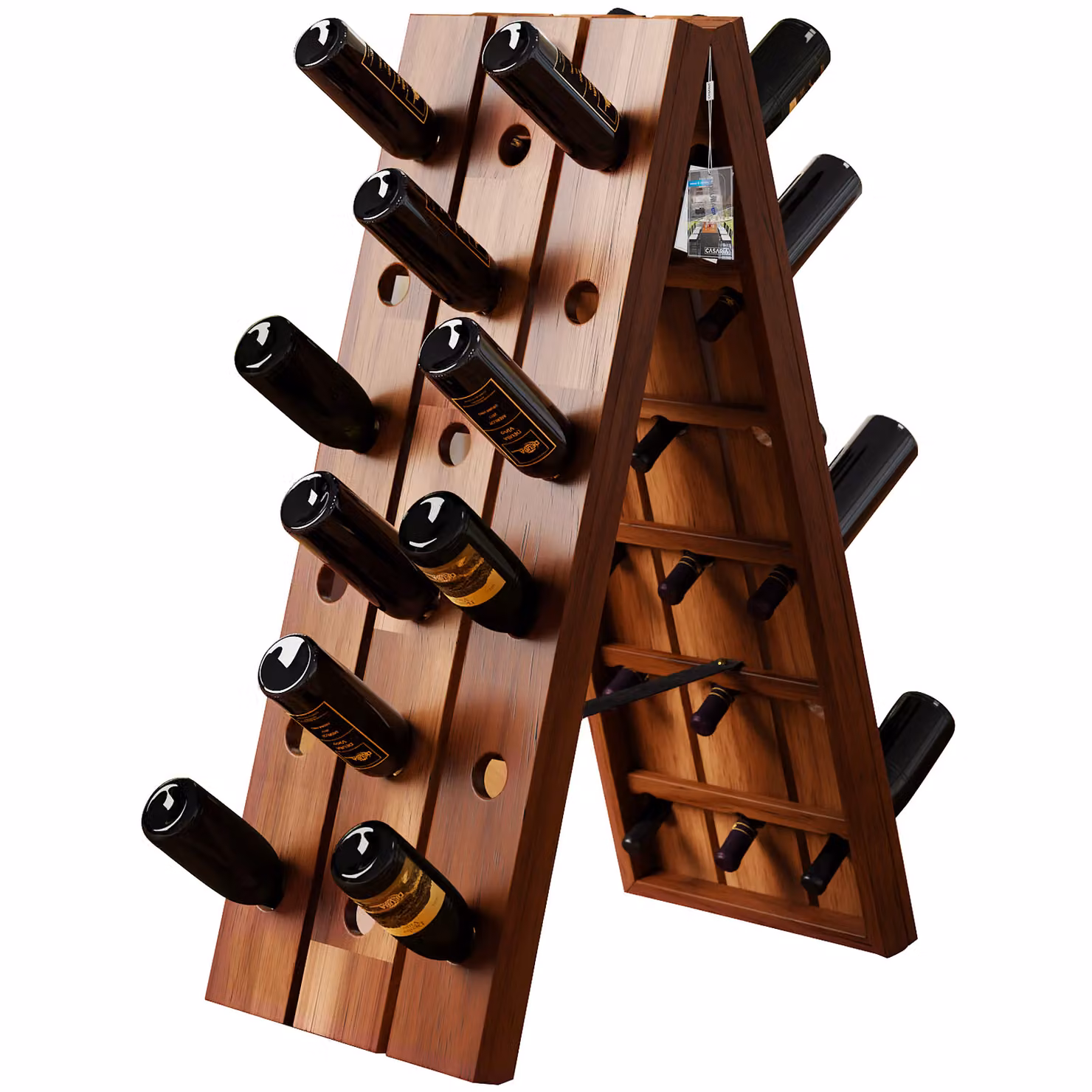 Portavini Casaria in legno di acacia oliato marrone L: 87 cm, P: 40 cm, H: 55 cm – 2