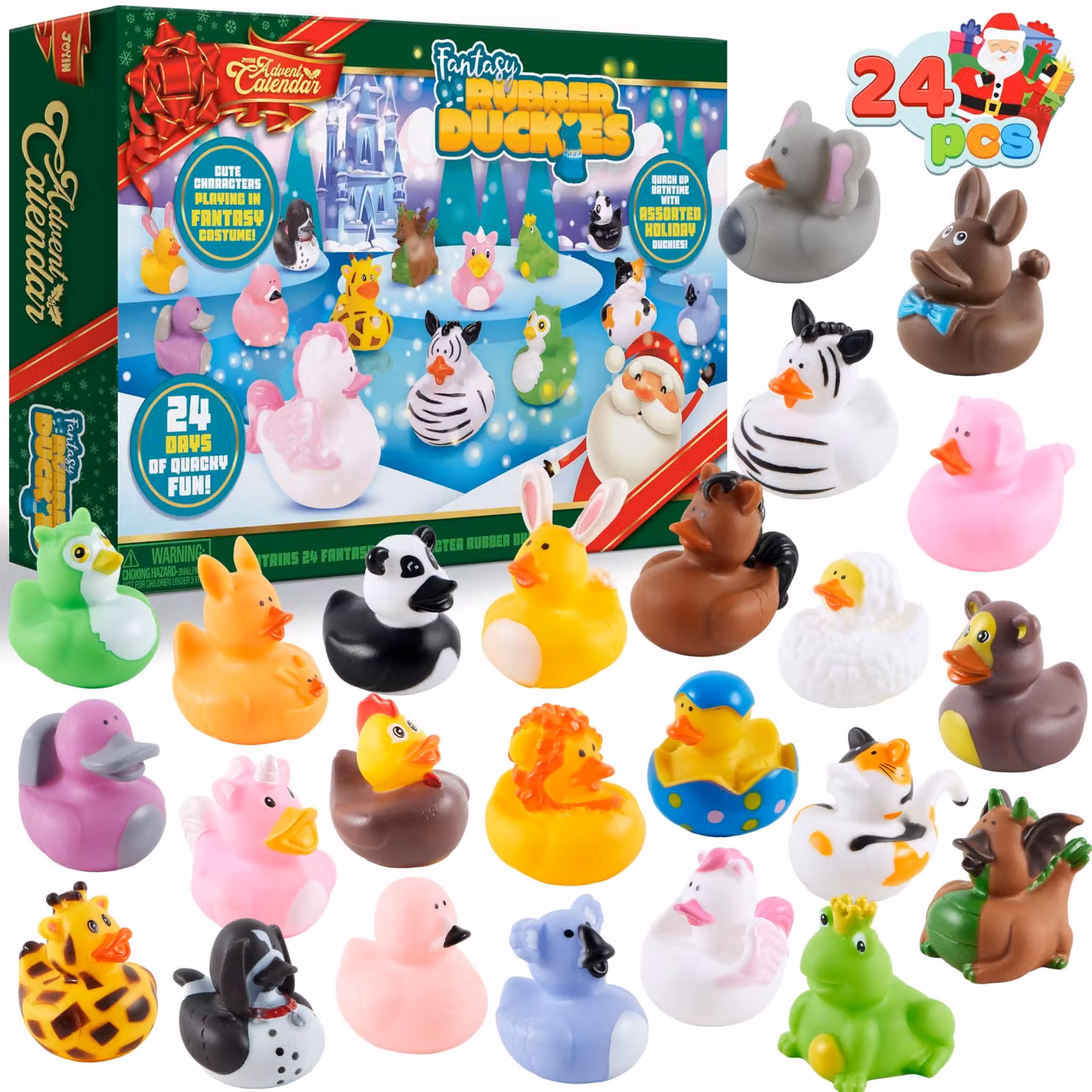 Calendario dell'Avvento natalizio 2025 con 24 gomme a forma di animali per bambini