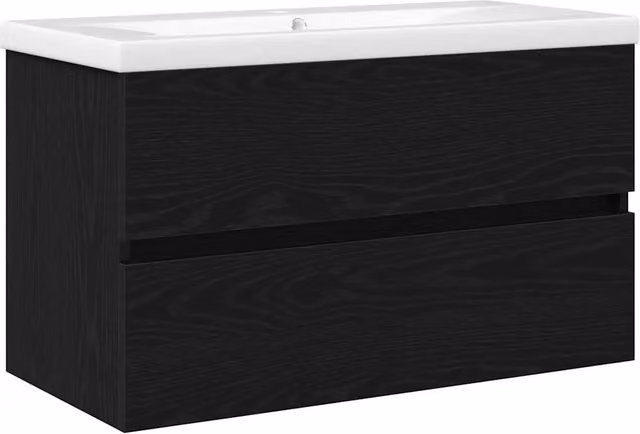 Mobile Lavabo | Armadio per Lavabo da Bagno Rovere Nero 80 x 39 x 62 cm