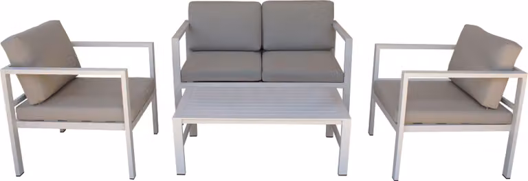 Milani Home - salotto da giardino, alluminio, con tavolino e cuscini modulare componibile, 4 posti, tortora