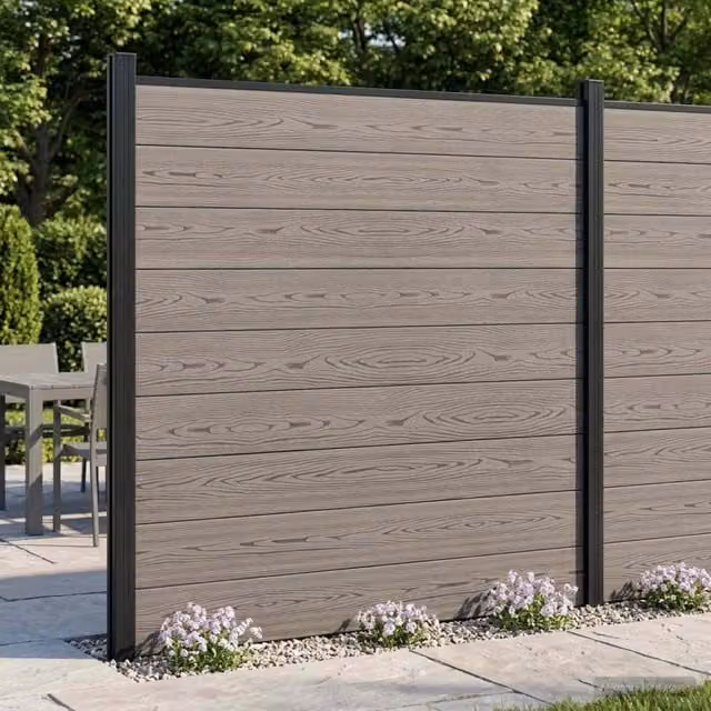 Set di 5 recinzioni vidaXL in WPC e alluminio grigio, L: 872 cm, H: 186 cm
