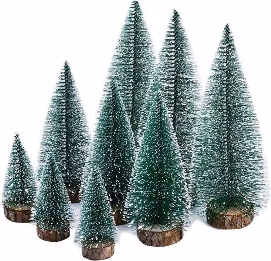 Set di decorazioni per piccoli alberi di Natale con neve artificiale
