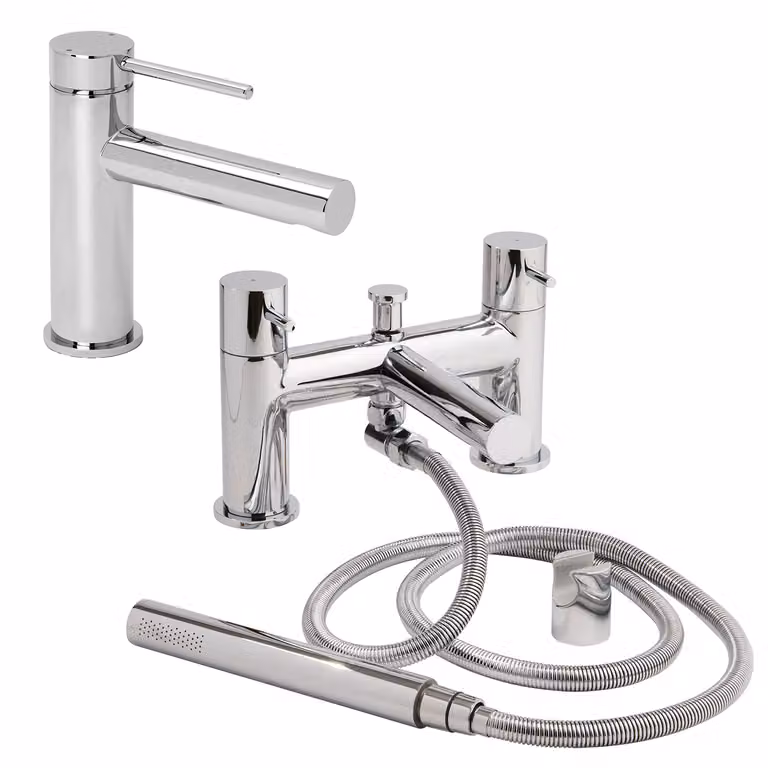 Set di Miscelatori per Lavabo e Vasca da Bagno con Doccia - Cromato - Otto