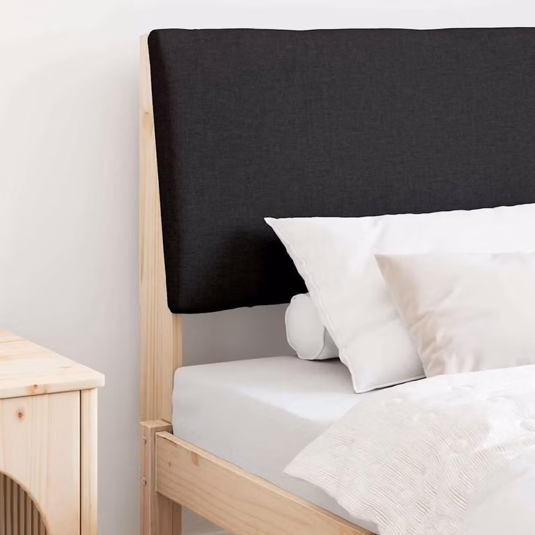 Testiera imbottita moderna vidaXL in pino massello, colore nero, Larghezza: 100 cm