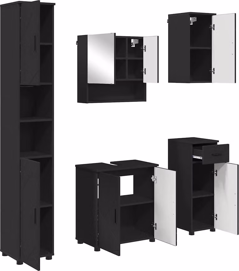 SYFAX™ Set di mobili per il bagno con cassetto con porta 5 pcs Nero