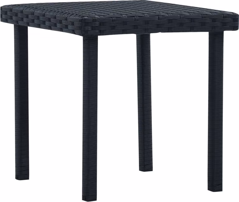 The Living Store Tavolo da tè da giardino nero 40×40×40 cm Poly Rattan