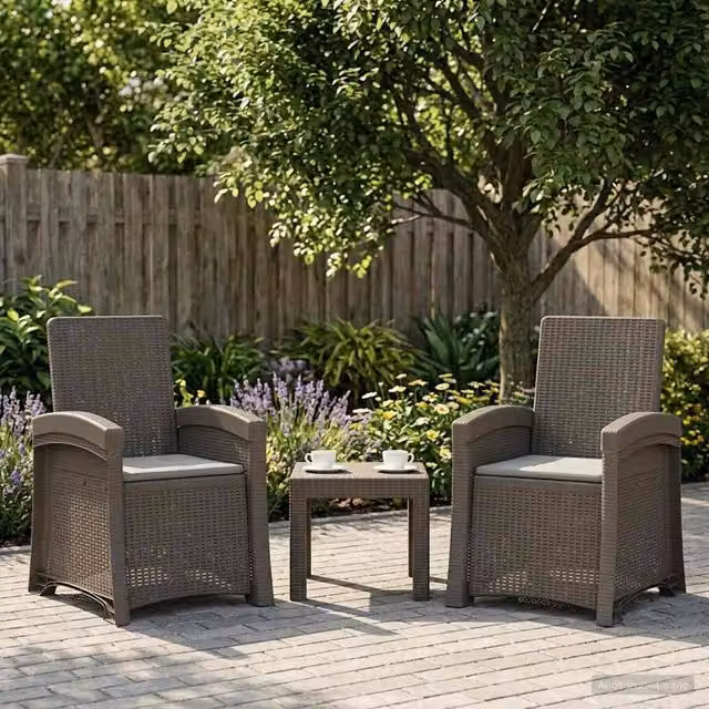 Sedia da giardino reclinabile effetto rattan 2 pz Grigio Chiaro 8012031