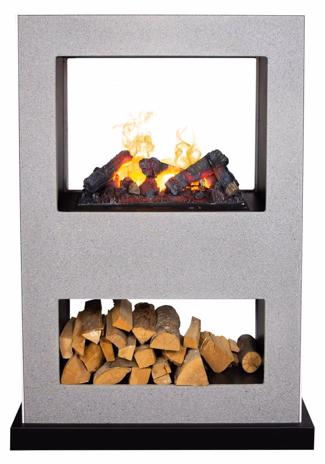 Camino elettrico a colonna – Camino a vapore, 200 Watt – 136x98x36 cm, MDF grigio
