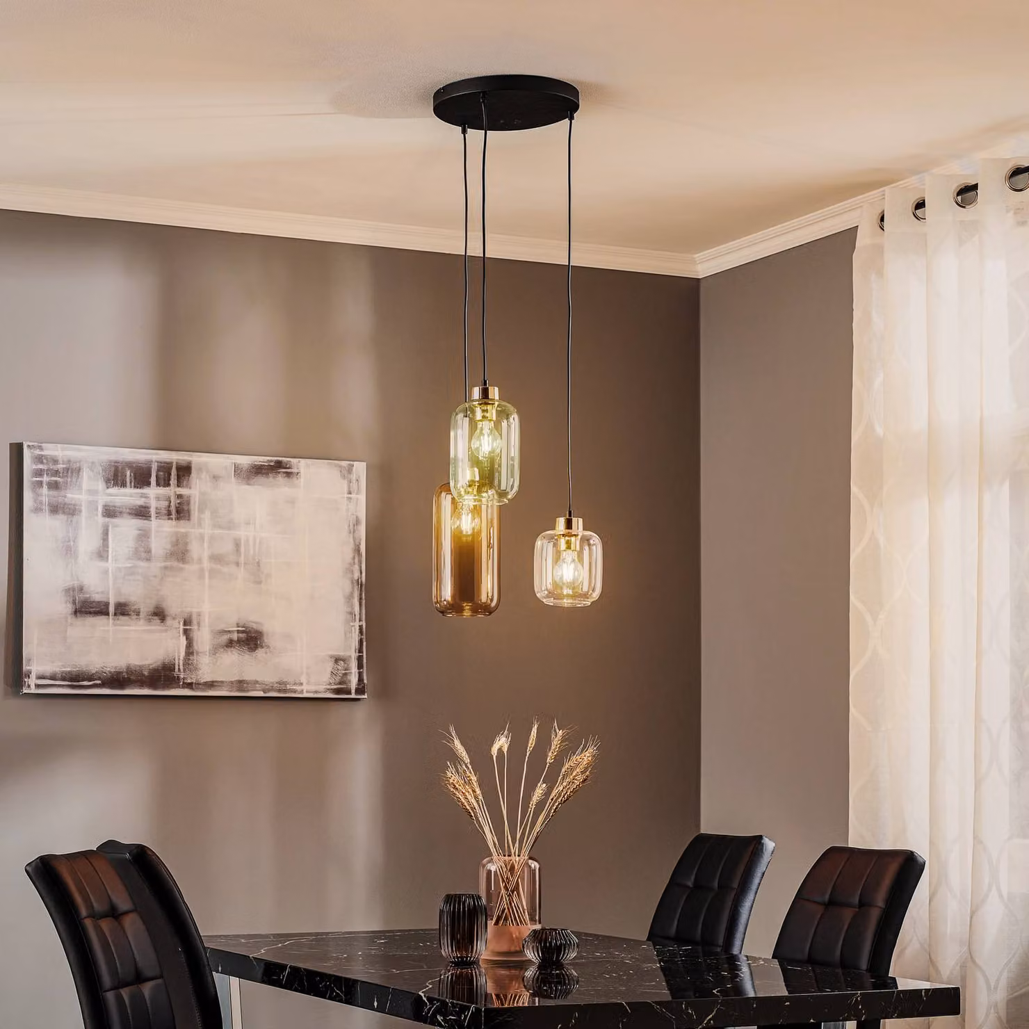 Lampada a sospensione in vetro Marco Green TK Lighting, dimmerabile, Chiaro / Trasparente, Soggiorno / Sala da pranzo, Vetro, Moderno, Lampada a sospensione