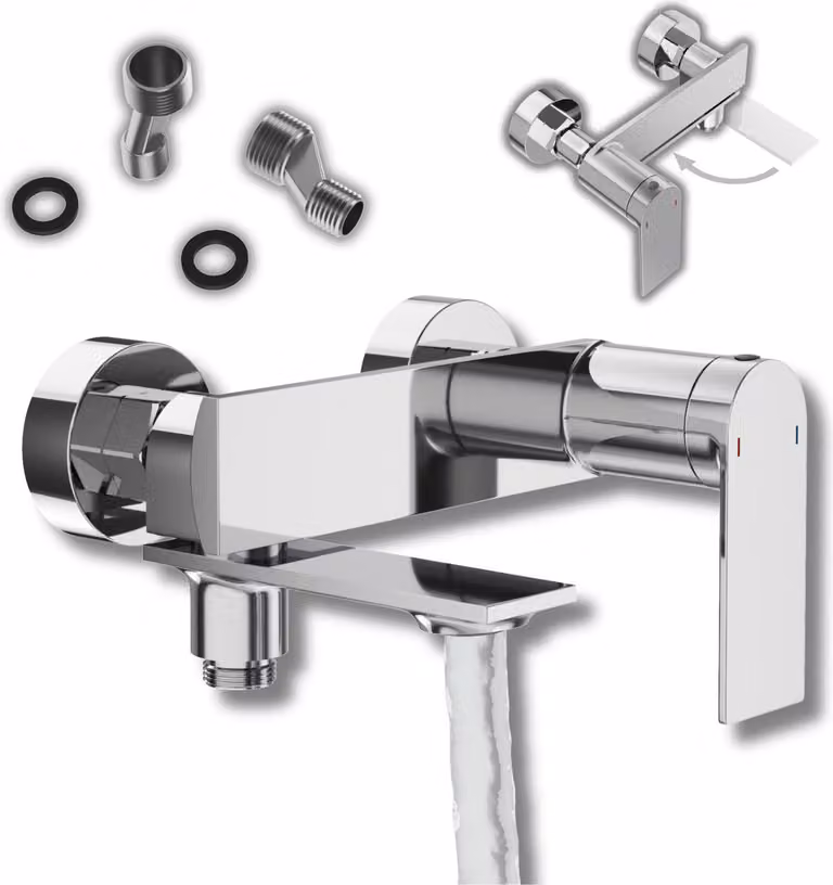Granitan - Miscelatore vasca - Rubinetto vasca altezza 11,8 cm - Miscelatore cromato - CABO
