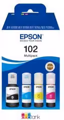 Multipack di inchiostro Epson ECOTANK Tank 102 per ricarica, colori Nero, Ciano, Magenta e Giallo, codice C13T03R640