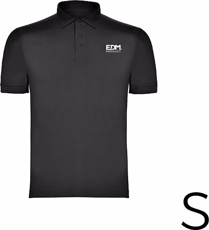 *merchandising* polo nera taglia S a maniche corte con ricamo EDM