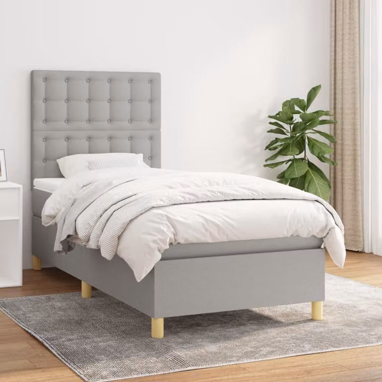 vidaXL Letto Ibrido con Giroletto a Molle e Materasso a Tasche Grigio e Bianco L/P/H: 200 x 80 x 45 cm