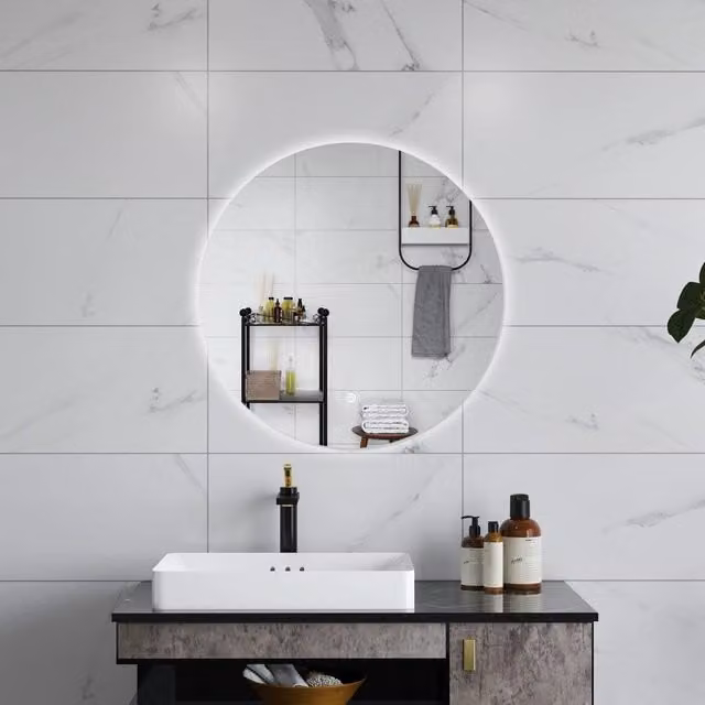 Specchio da bagno AICA con luce LED dimmerabile, interruttore touch e funzione antiappannamento, L 70 cm x H 70 cm