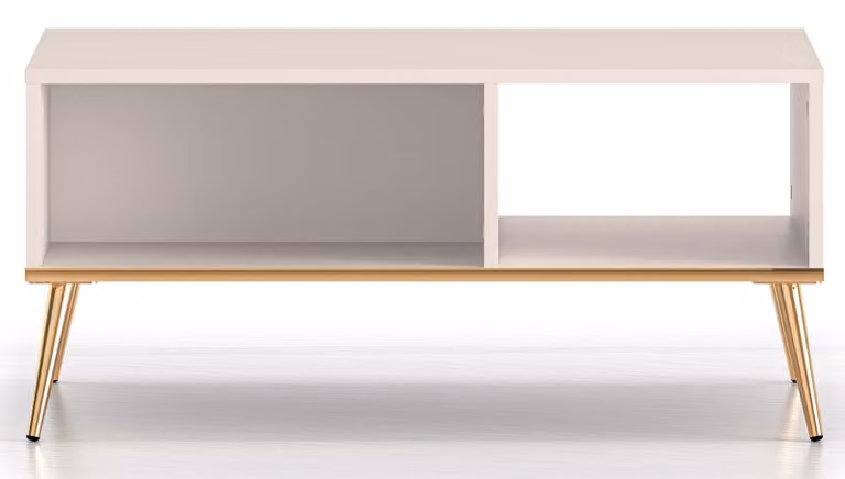 Selsey SELGIN - Tavolino rettangolare con ripiano - 90x60 cm - Greige