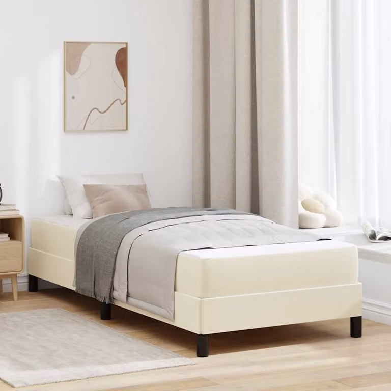 vidaXL Struttura letto con materasso ibrido in tessuto beige L 100 x P 200 cm